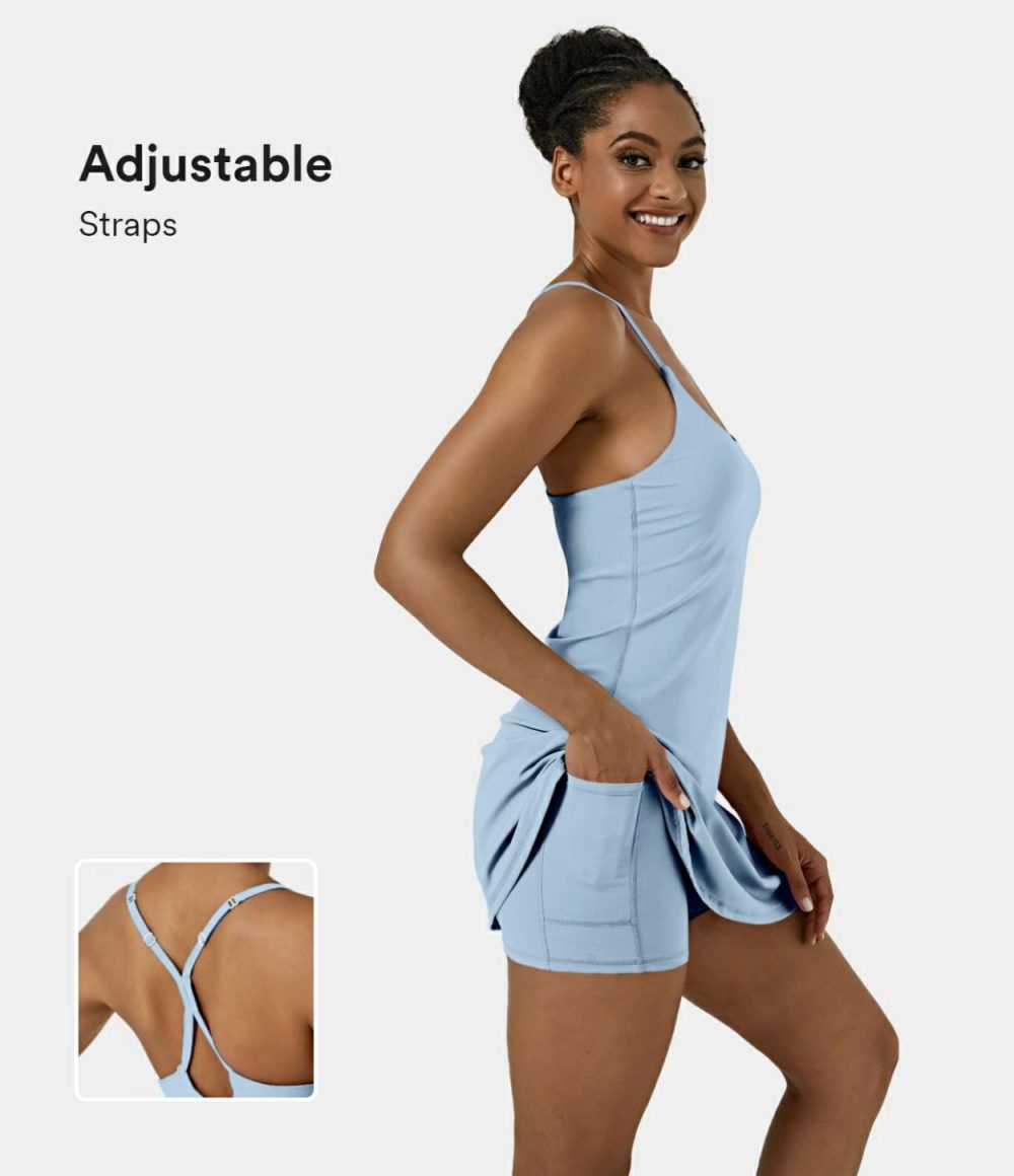 Softlyzero™ Airy Backless 2-in-1 Pocket Cool Touch Mini Slip Pickleball Active Dress-UPF50+  | Womens  Active Dresses Active Dresses Active Dresses