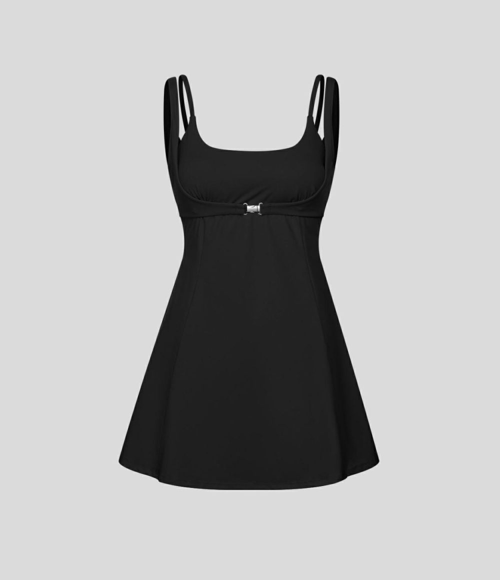 Softlyzero™ Airy Backless Buckle Mini Slip Cool Touch Casual Dress-UPF50+  | Womens  Active Dresses Active Dresses Active Dresses