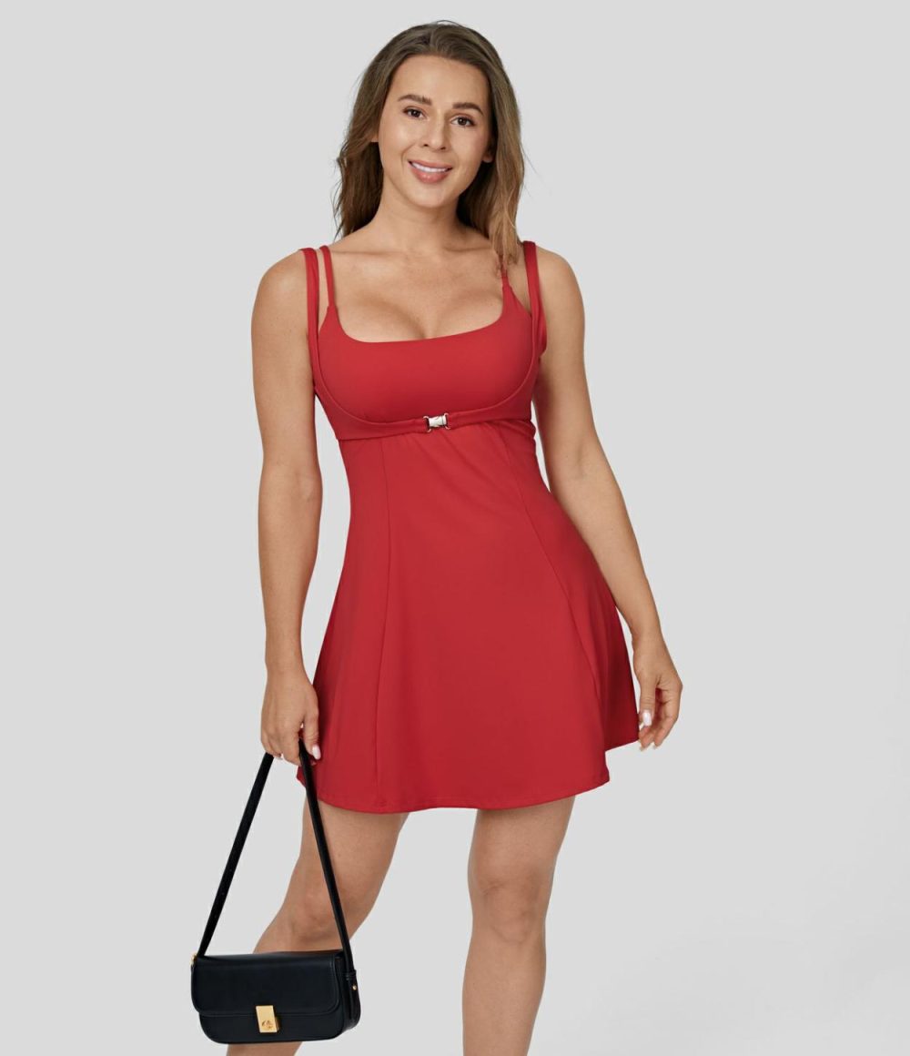 Softlyzero™ Airy Backless Buckle Mini Slip Cool Touch Casual Dress-UPF50+  | Womens  Active Dresses Active Dresses Active Dresses