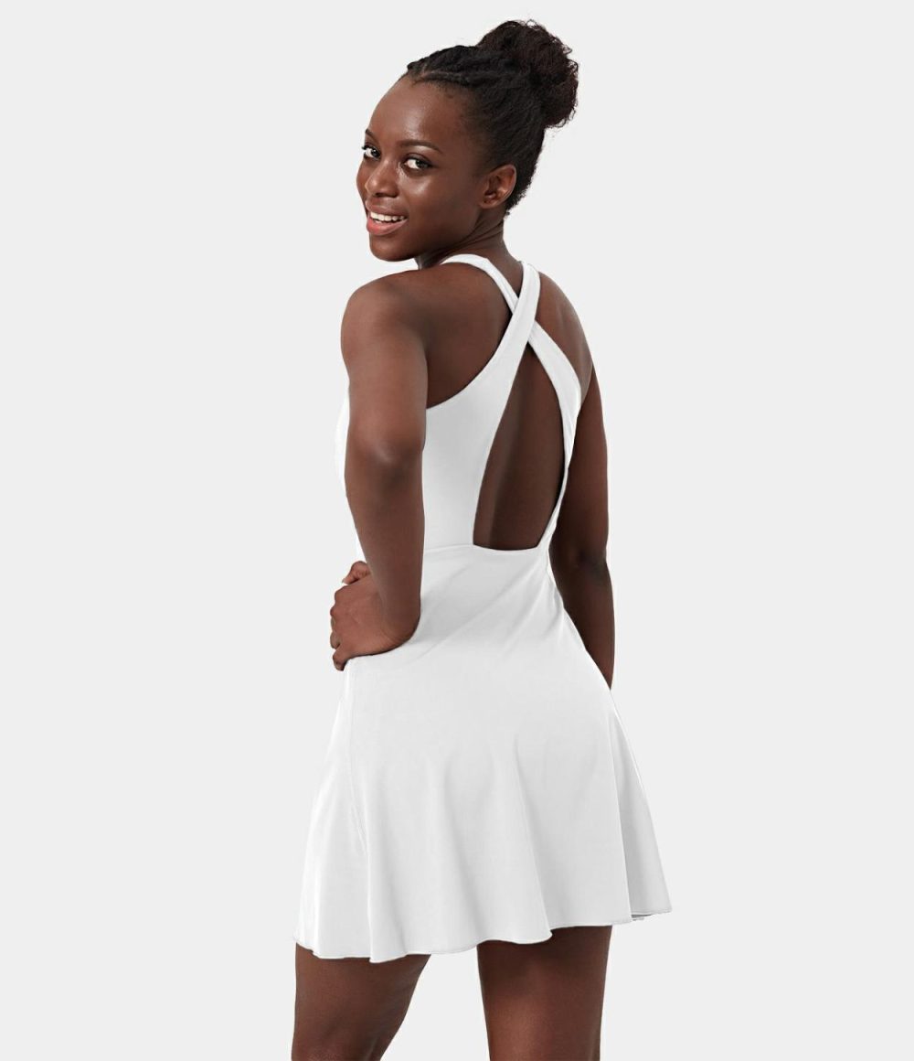 Softlyzero™ Airy Backless Crisscross 2-in-1 Pocket Cool Touch Mini Pickleball Active Dress-UPF50+  | Womens  Active Dresses Active Dresses Active Dresses