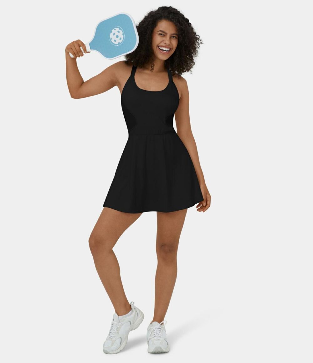 Softlyzero™ Airy Backless Crisscross 2-in-1 Side Pocket Mini Cool Touch Pickleball Active Dress-UPF50+  | Womens  Active Dresses Active Dresses Active Dresses