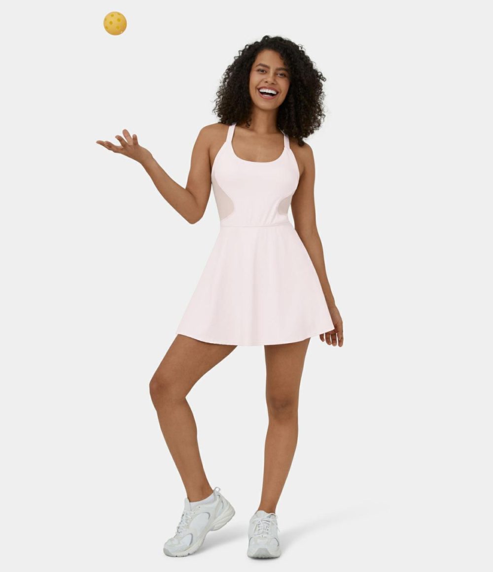 Softlyzero™ Airy Backless Crisscross 2-in-1 Side Pocket Mini Cool Touch Pickleball Active Dress-UPF50+  | Womens  Active Dresses Active Dresses Active Dresses