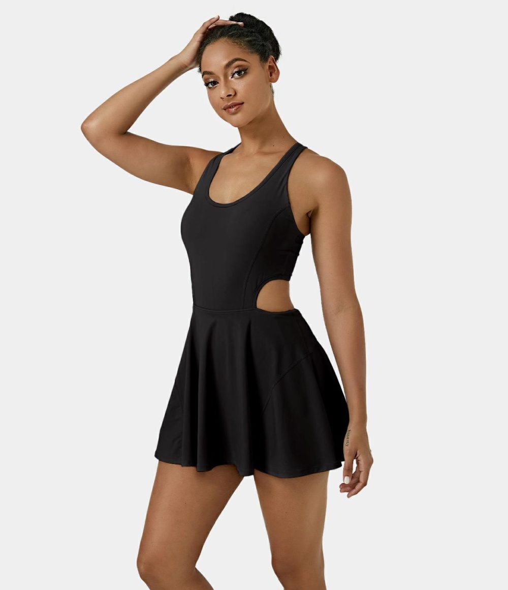 Softlyzero™ Airy Backless Crisscross Cut Out 2-in-1 Pocket Cool Touch Mini Tennis Active Dress-UPF50+  | Womens  Active Dresses Active Dresses Active Dresses