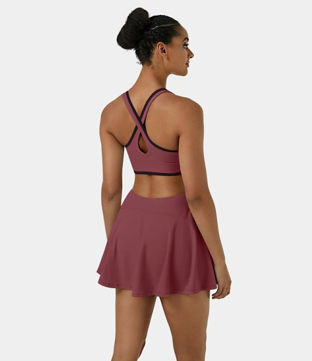 Softlyzero™ Airy Backless Crisscross Cut Out 2-in-1 Pocket Cool Touch Mini Tennis Active Dress-UPF50+  | Womens  Active Dresses Active Dresses Active Dresses