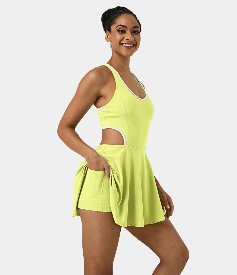 Softlyzero™ Airy Backless Crisscross Cut Out 2-in-1 Pocket Cool Touch Mini Tennis Active Dress-UPF50+  | Womens  Active Dresses Active Dresses Active Dresses