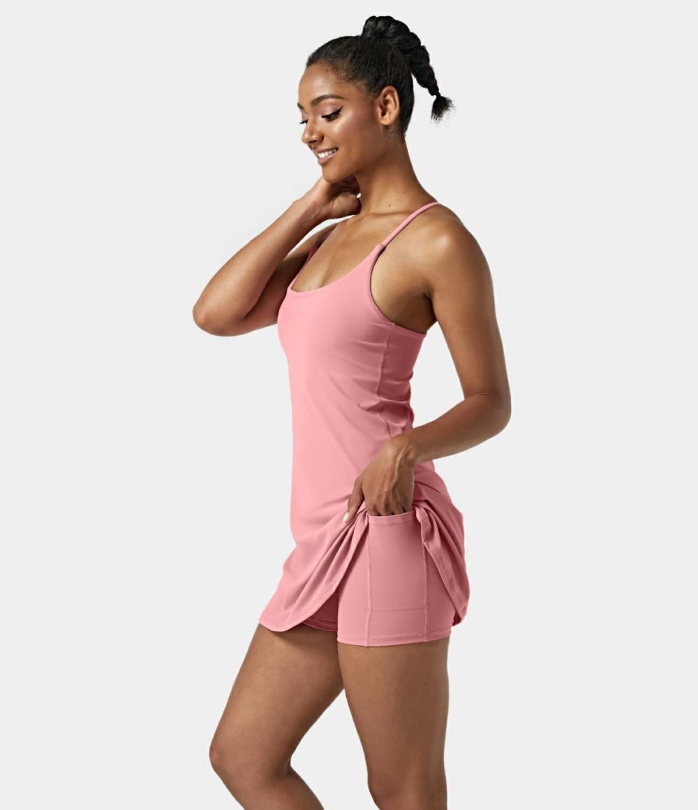 Softlyzero™ Airy Backless Cut Out 2-in-1 Pocket Cool Touch Mini Activity Dress-UPF50+  | Womens  Active Dresses Active Dresses Active Dresses