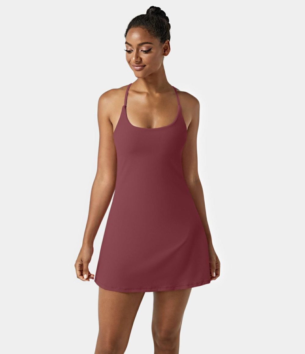 Softlyzero™ Airy Backless Cut Out 2-in-1 Pocket Cool Touch Mini Activity Dress-UPF50+  | Womens  Active Dresses Active Dresses Active Dresses