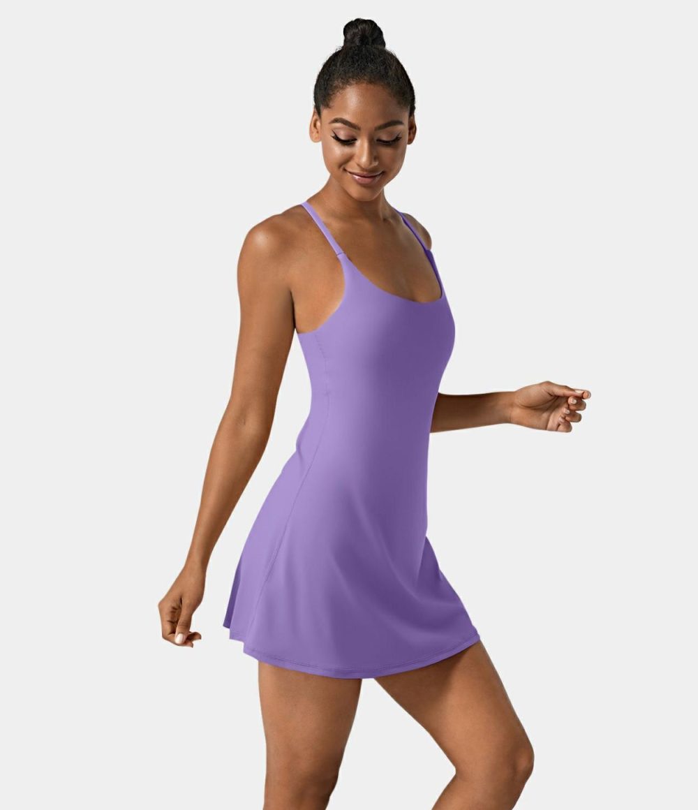 Softlyzero™ Airy Backless Cut Out 2-in-1 Pocket Cool Touch Mini Activity Dress-UPF50+  | Womens  Active Dresses Active Dresses Active Dresses