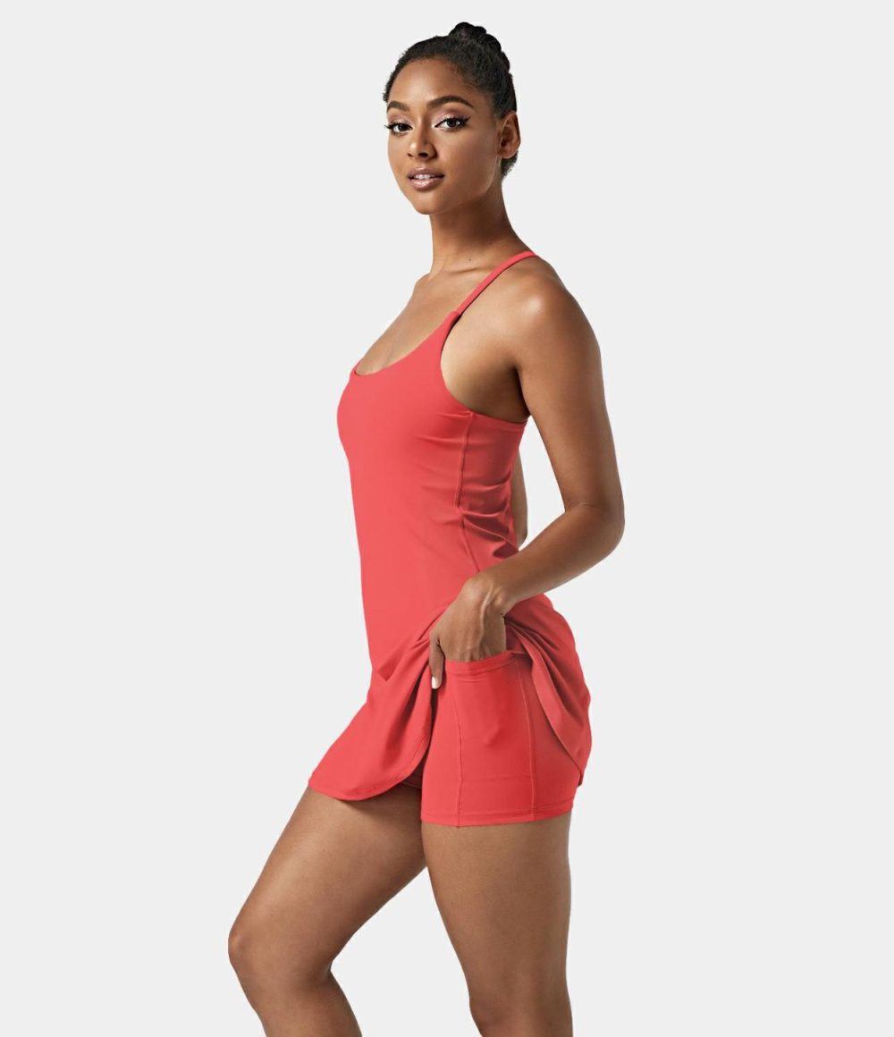 Softlyzero™ Airy Backless Cut Out 2-in-1 Pocket Cool Touch Mini Activity Dress-UPF50+  | Womens  Active Dresses Active Dresses Active Dresses