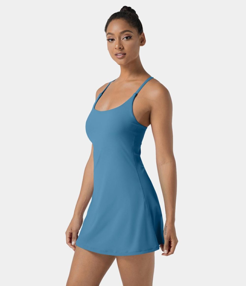 Softlyzero™ Airy Backless Cut Out 2-in-1 Pocket Cool Touch Mini Activity Dress  | Womens  Active Dresses Active Dresses Active Dresses