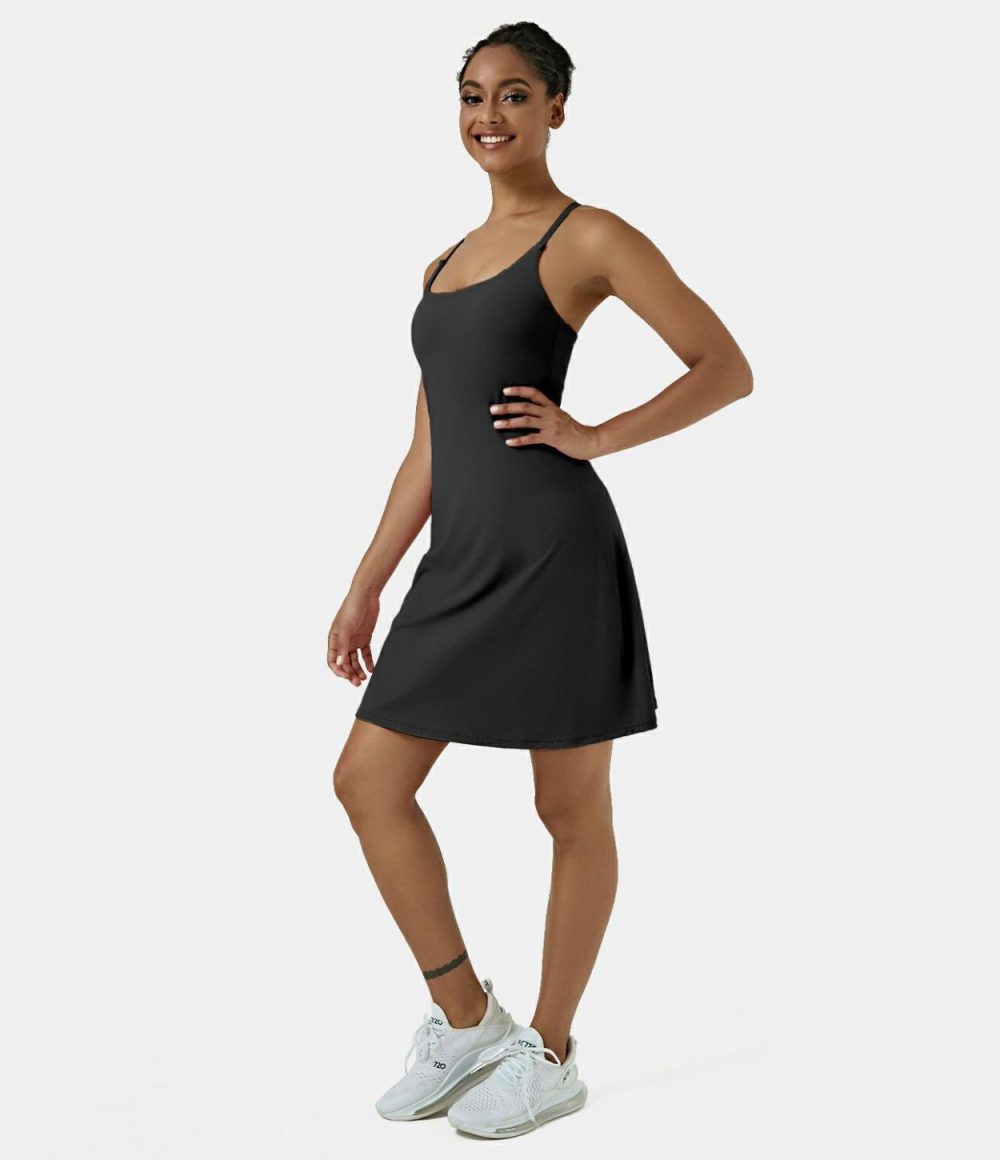 Softlyzero™ Airy Backless Cut Out Adjustable Strap 2-in-1 Pocket Cool Touch Longer Active Dress-Easy Peezy Edition-UPF50+  | Womens  Active Dresses Active Dresses Active Dresses