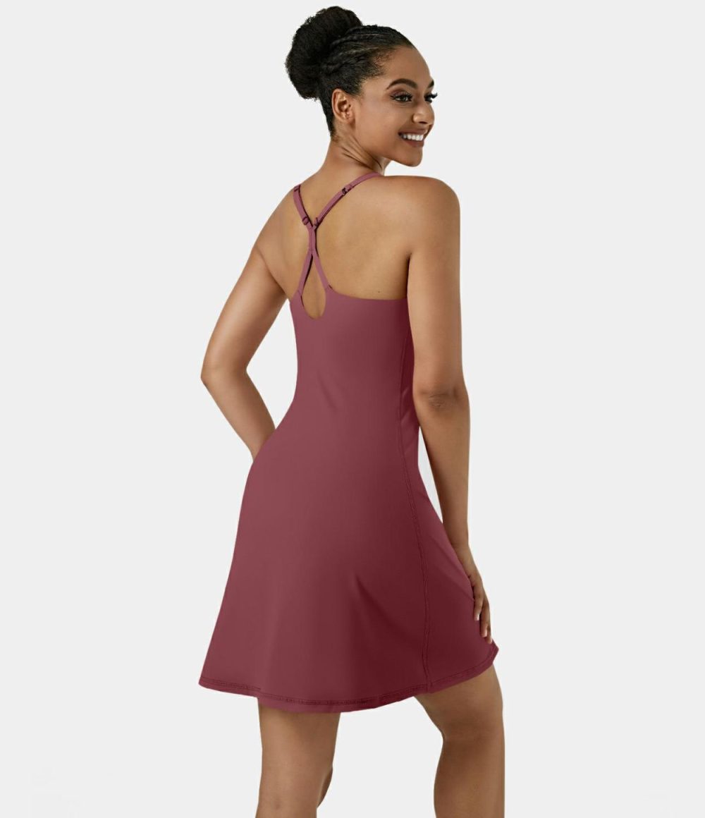 Softlyzero™ Airy Backless Cut Out Adjustable Strap 2-in-1 Pocket Cool Touch Longer Active Dress-Easy Peezy Edition-UPF50+  | Womens  Active Dresses Active Dresses Active Dresses