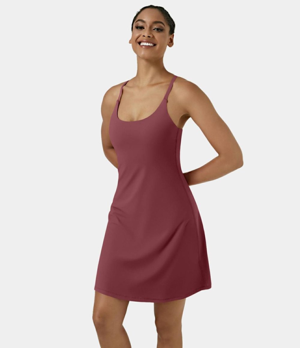 Softlyzero™ Airy Backless Cut Out Adjustable Strap 2-in-1 Pocket Cool Touch Longer Active Dress-Easy Peezy Edition-UPF50+  | Womens  Active Dresses Active Dresses Active Dresses