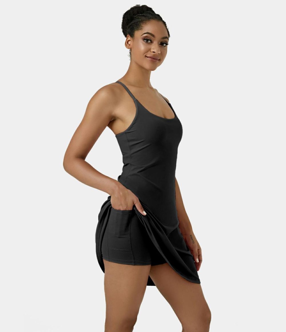 Softlyzero™ Airy Backless Cut Out Adjustable Strap 2-in-1 Pocket Cool Touch Longer Active Dress-Easy Peezy Edition-UPF50+  | Womens  Active Dresses Active Dresses Active Dresses