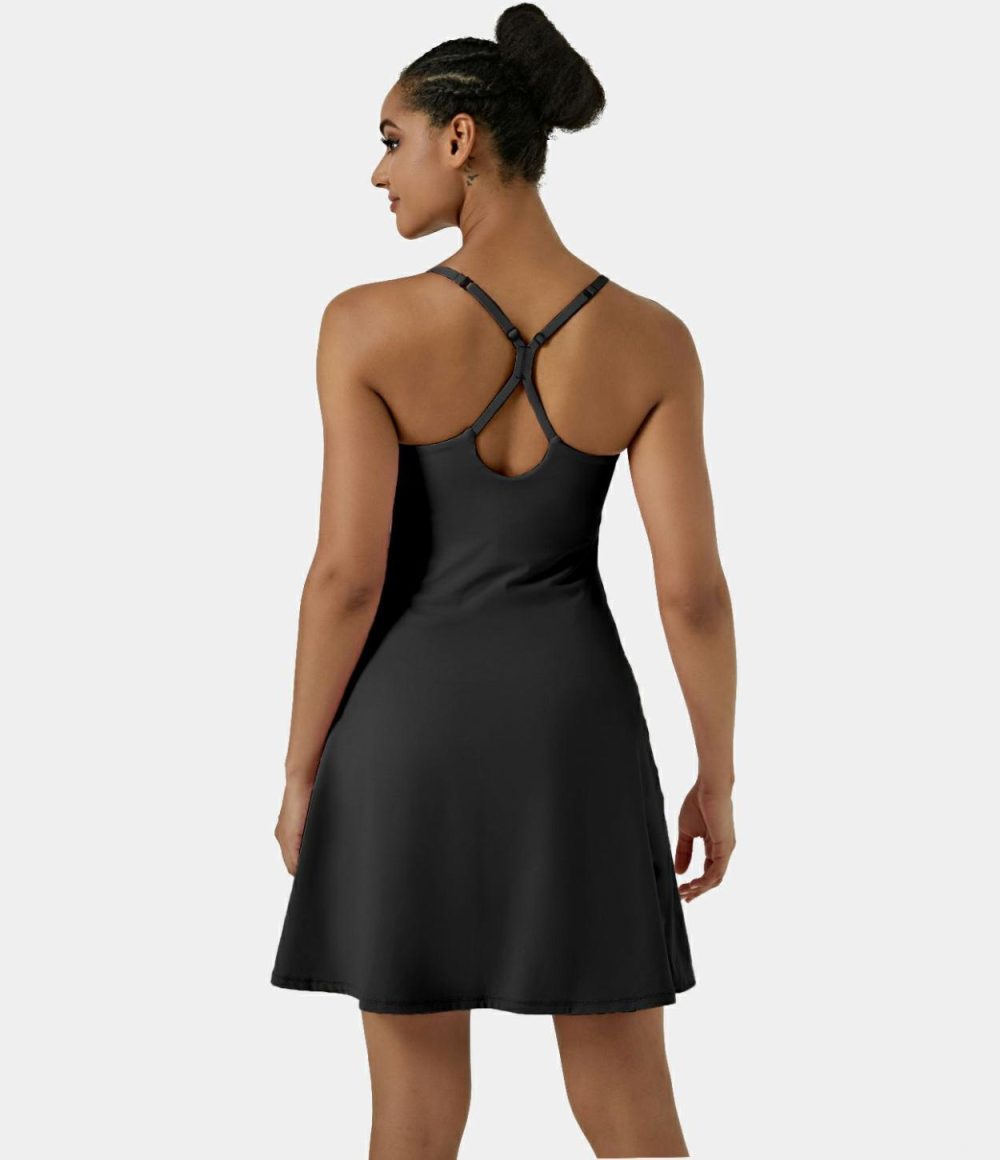 Softlyzero™ Airy Backless Cut Out Adjustable Strap 2-in-1 Pocket Cool Touch Longer Active Dress-Easy Peezy Edition-UPF50+  | Womens  Active Dresses Active Dresses Active Dresses