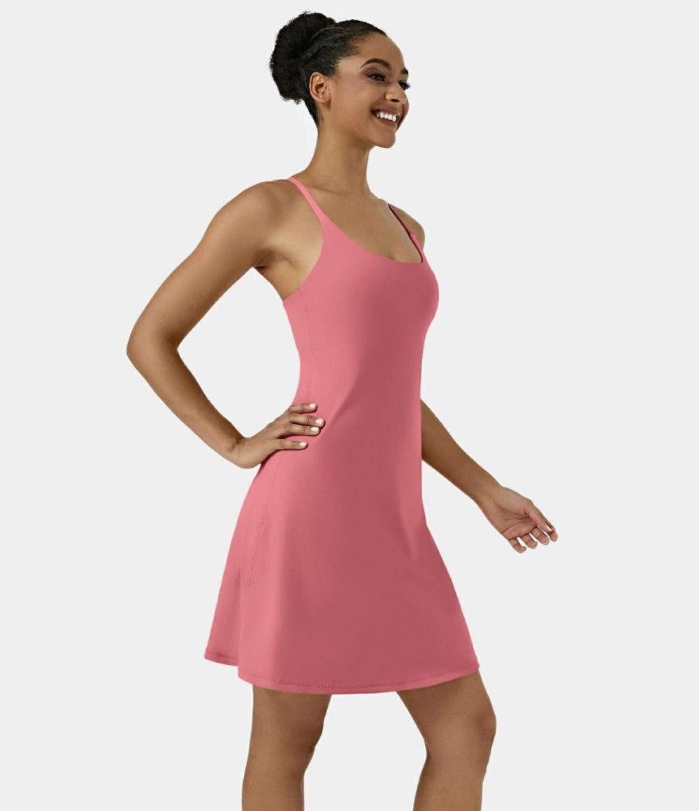 Softlyzero™ Airy Backless Cut Out Adjustable Strap 2-in-1 Pocket Cool Touch Longer Active Dress-UPF50+  | Womens  Active Dresses Active Dresses Active Dresses