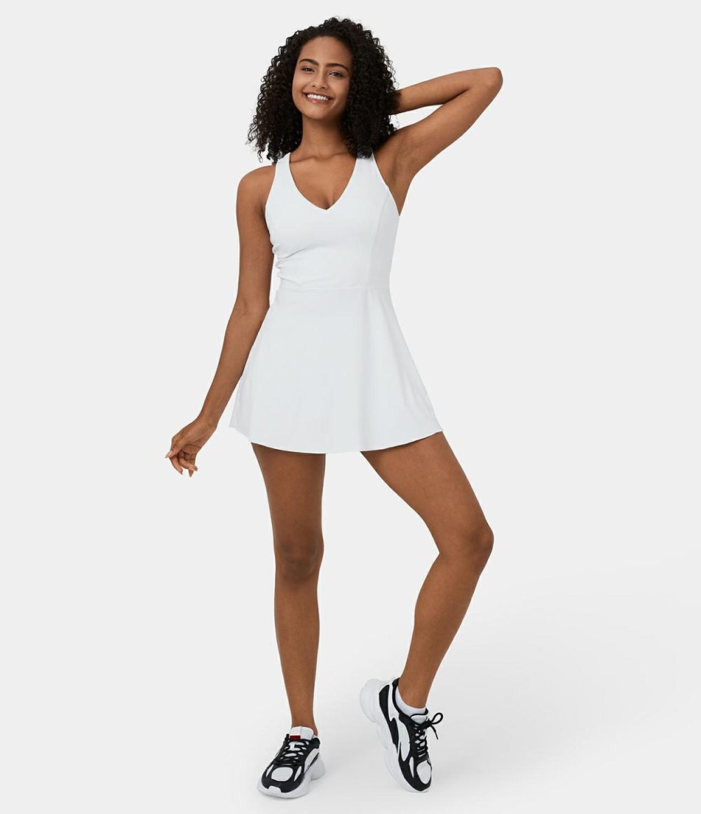 Softlyzero™ Airy Backless Lace Up 2-Piece Pocket Mini Flare Cool Touch Roller-skating Active Dress-UPF50+  | Womens  Active Dresses Active Dresses Active Dresses