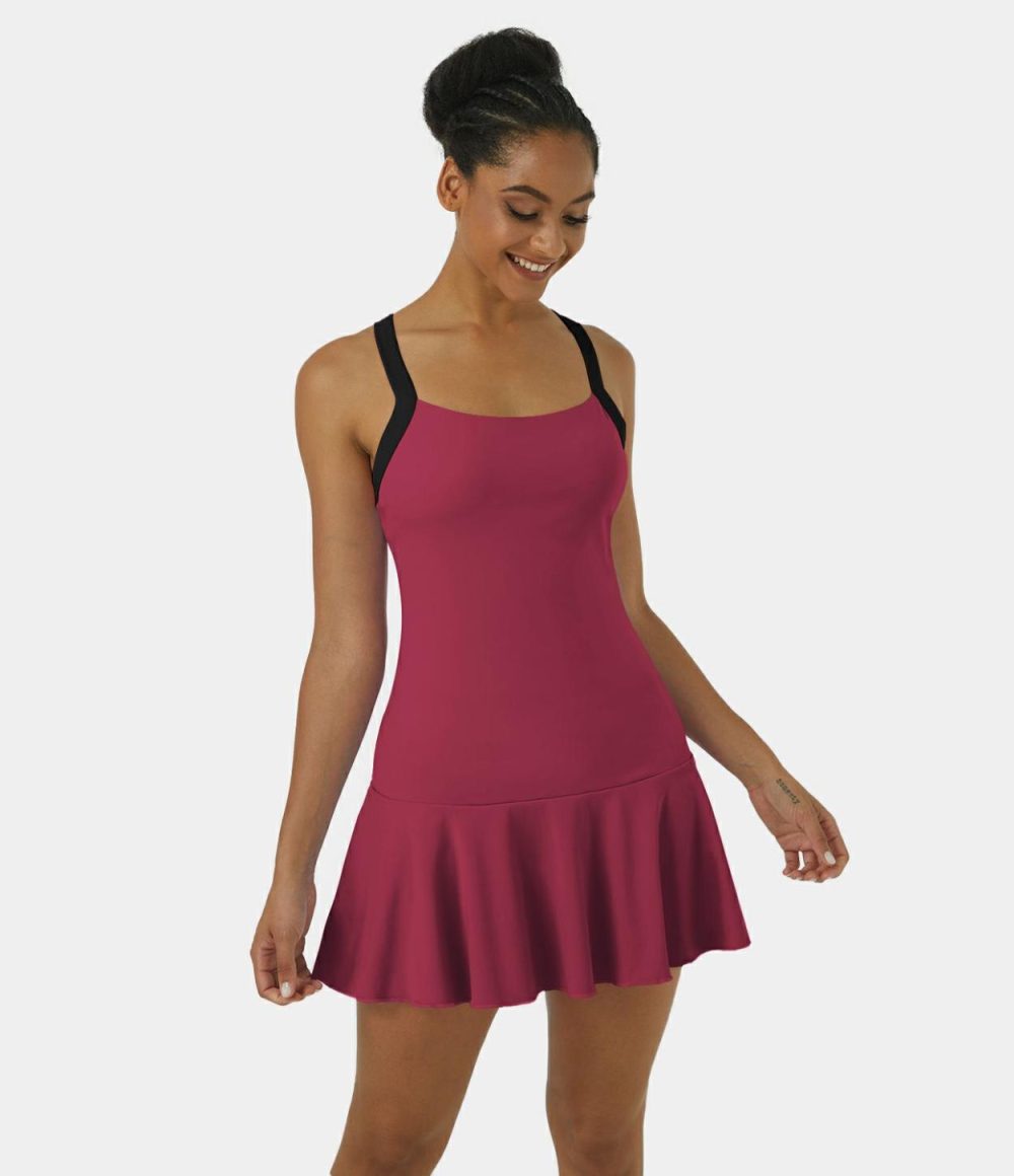 Softlyzero™ Airy Backless Racerback 2-in-1 Pocket Cool Touch Flare Mini Pickleball Active Dress  | Womens  Active Dresses Active Dresses Active Dresses