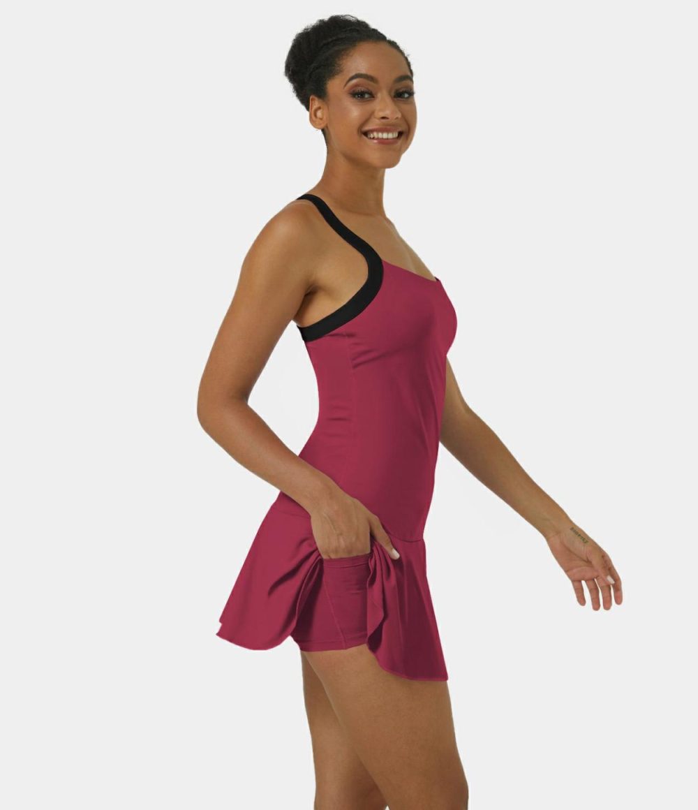 Softlyzero™ Airy Backless Racerback 2-in-1 Pocket Cool Touch Flare Mini Pickleball Active Dress  | Womens  Active Dresses Active Dresses Active Dresses