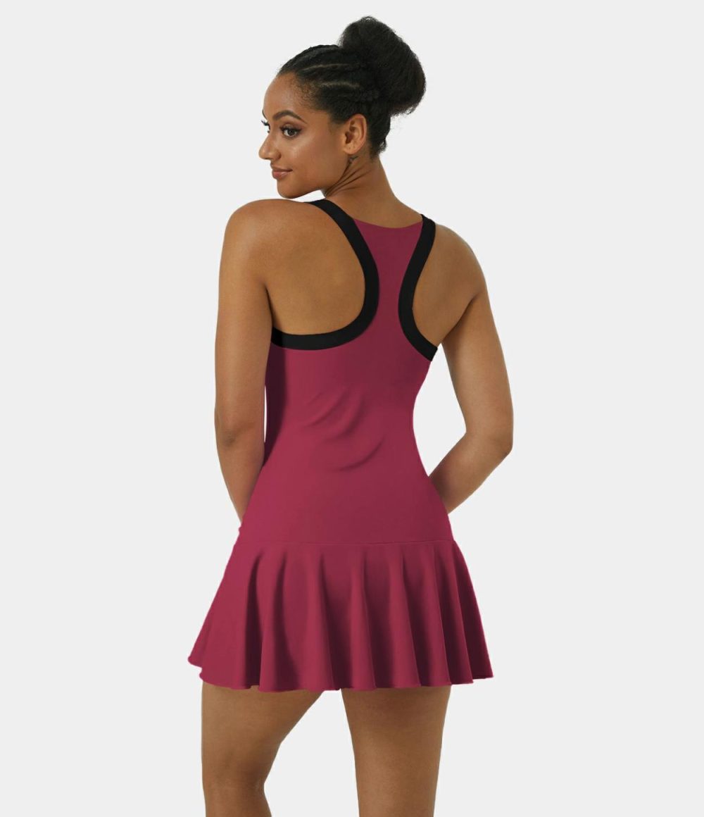 Softlyzero™ Airy Backless Racerback 2-in-1 Pocket Cool Touch Flare Mini Pickleball Active Dress  | Womens  Active Dresses Active Dresses Active Dresses