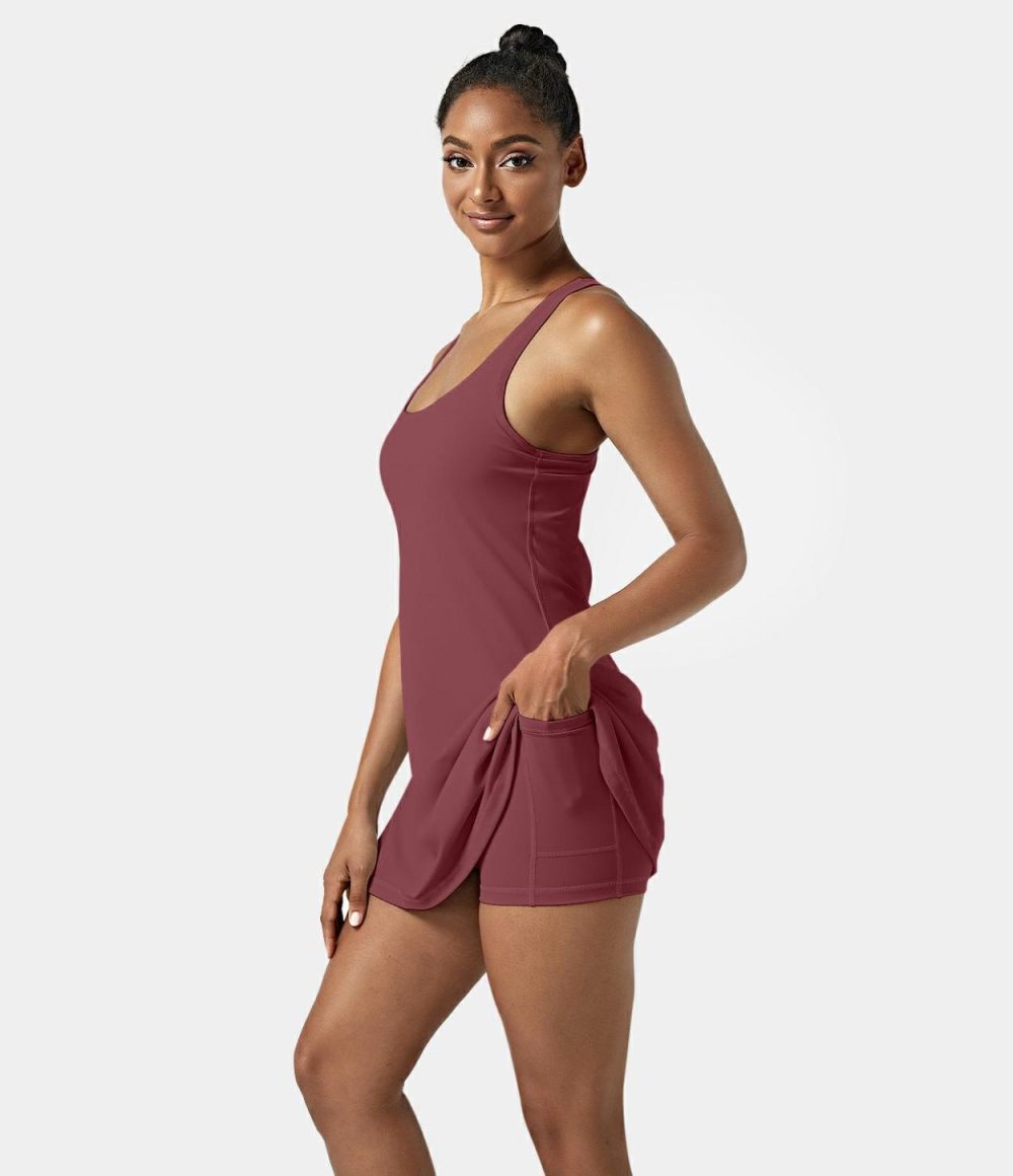 Softlyzero™ Airy Backless Racerback Cut Out 2-in-1 Pocket Cool Touch Mini Tennis Active Dress-UPF50+  | Womens  Active Dresses Active Dresses Active Dresses