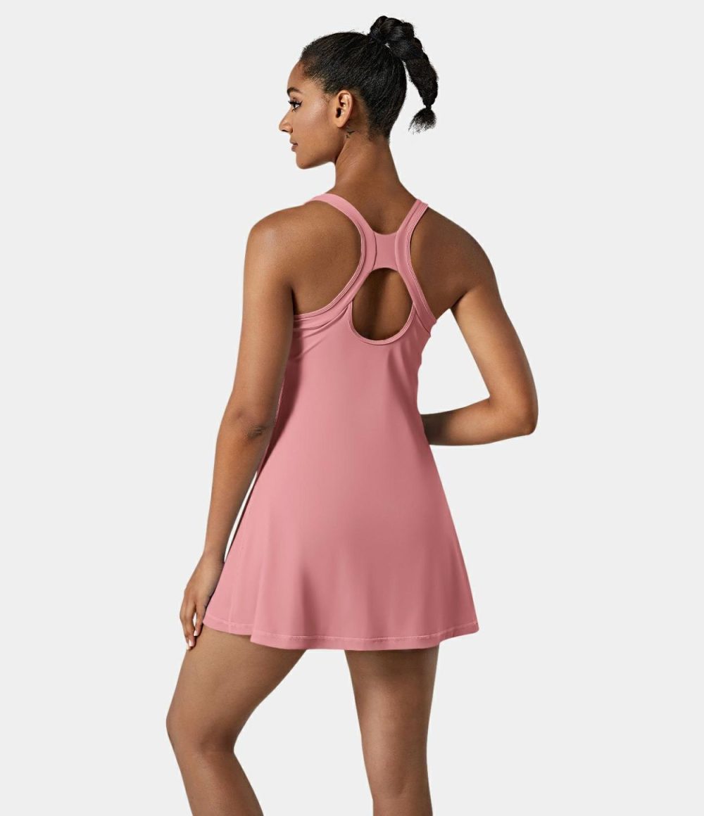 Softlyzero™ Airy Backless Racerback Cut Out 2-in-1 Pocket Cool Touch Mini Tennis Active Dress-UPF50+  | Womens  Active Dresses Active Dresses Active Dresses