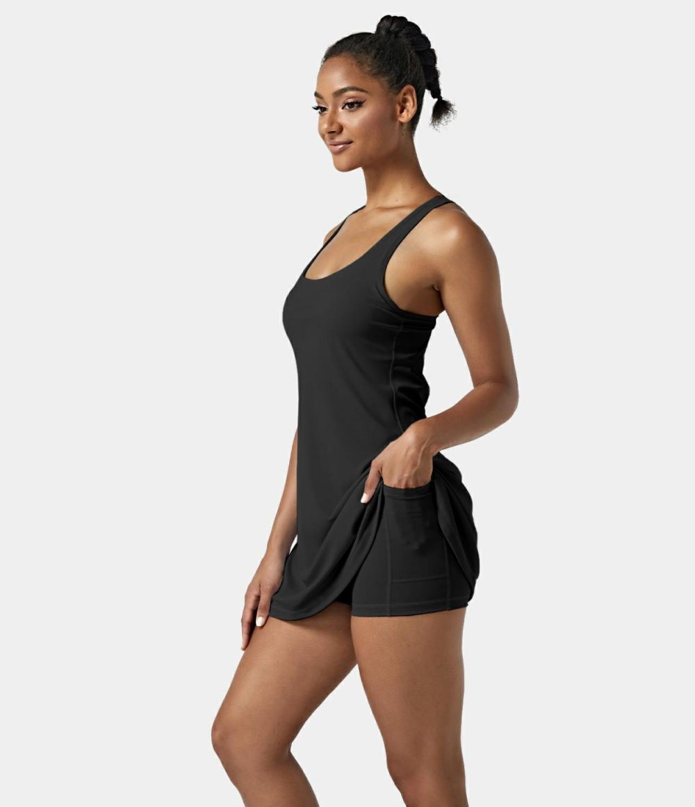 Softlyzero™ Airy Backless Racerback Cut Out 2-in-1 Pocket Cool Touch Mini Tennis Active Dress-UPF50+  | Womens  Active Dresses Active Dresses Active Dresses