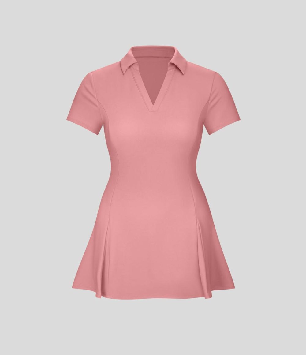 Softlyzero™ Airy Collar 2-Piece Pocket Cool Touch Mini Flare Golf Active Dress-Golf Tee Pocket-UPF50+  | Womens  Active Dresses Active Dresses Active Dresses