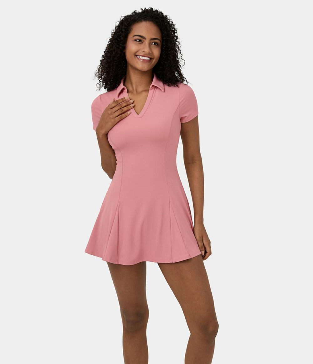 Softlyzero™ Airy Collar 2-Piece Pocket Cool Touch Mini Flare Golf Active Dress-Golf Tee Pocket-UPF50+  | Womens  Active Dresses Active Dresses Active Dresses