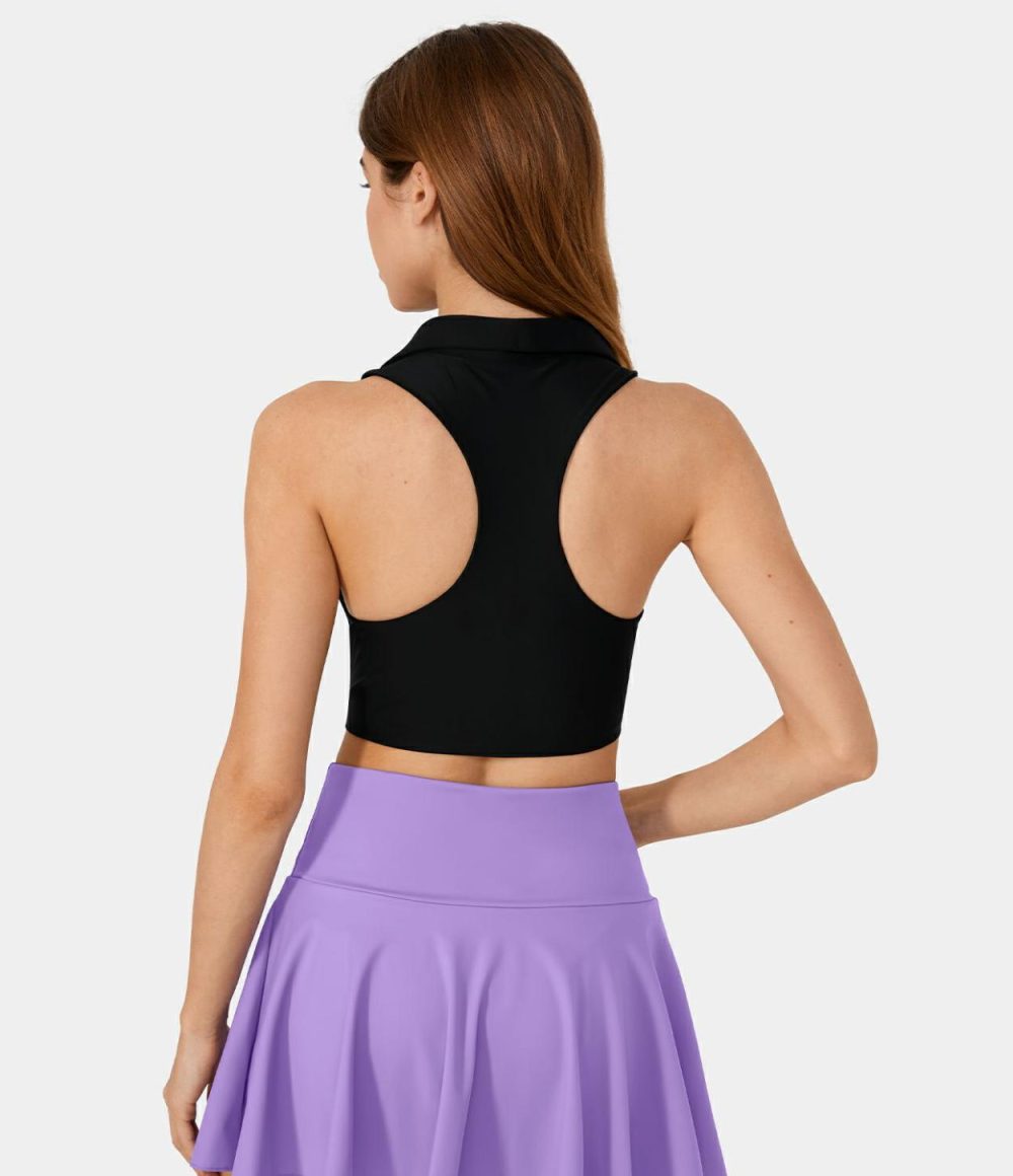 Softlyzero™ Airy Collared Racerback Cool Touch Cropped Tennis Tank Top-UPF50+  | Womens  Cropped Tops Clothing Cropped Tops