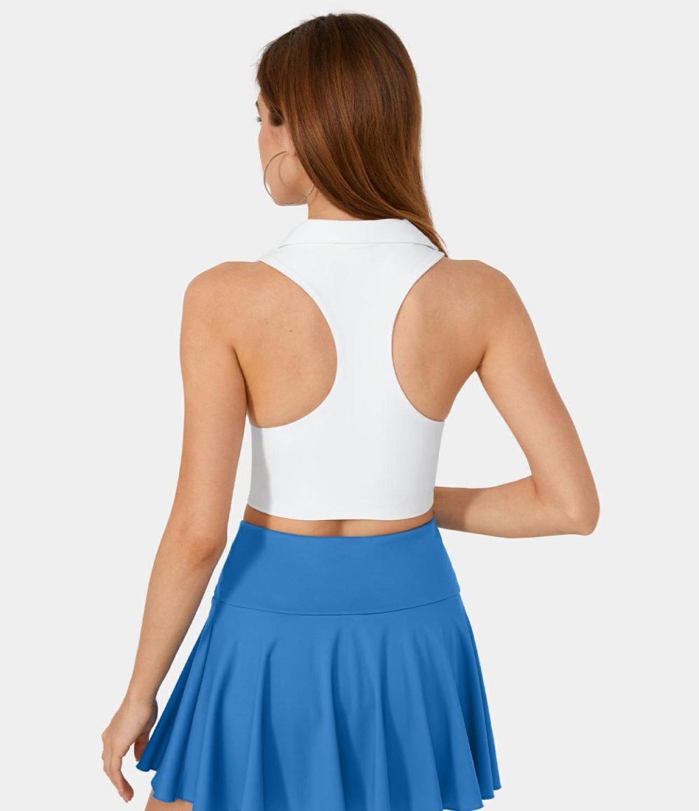 Softlyzero™ Airy Collared Racerback Cool Touch Cropped Tennis Tank Top-UPF50+  | Womens  Cropped Tops Clothing Cropped Tops