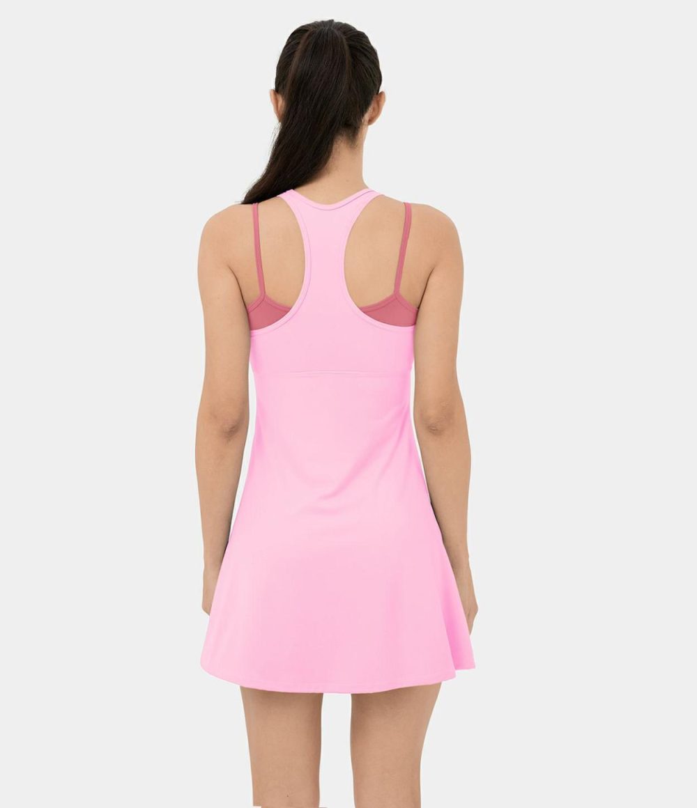 Softlyzero™ Airy Color Block Backless Racerback 2-Piece Pocket Mini Cool Touch Pickleball Active Dress  | Womens  Active Dresses Active Dresses Active Dresses