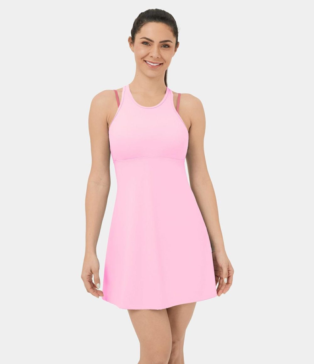 Softlyzero™ Airy Color Block Backless Racerback 2-Piece Pocket Mini Cool Touch Pickleball Active Dress  | Womens  Active Dresses Active Dresses Active Dresses