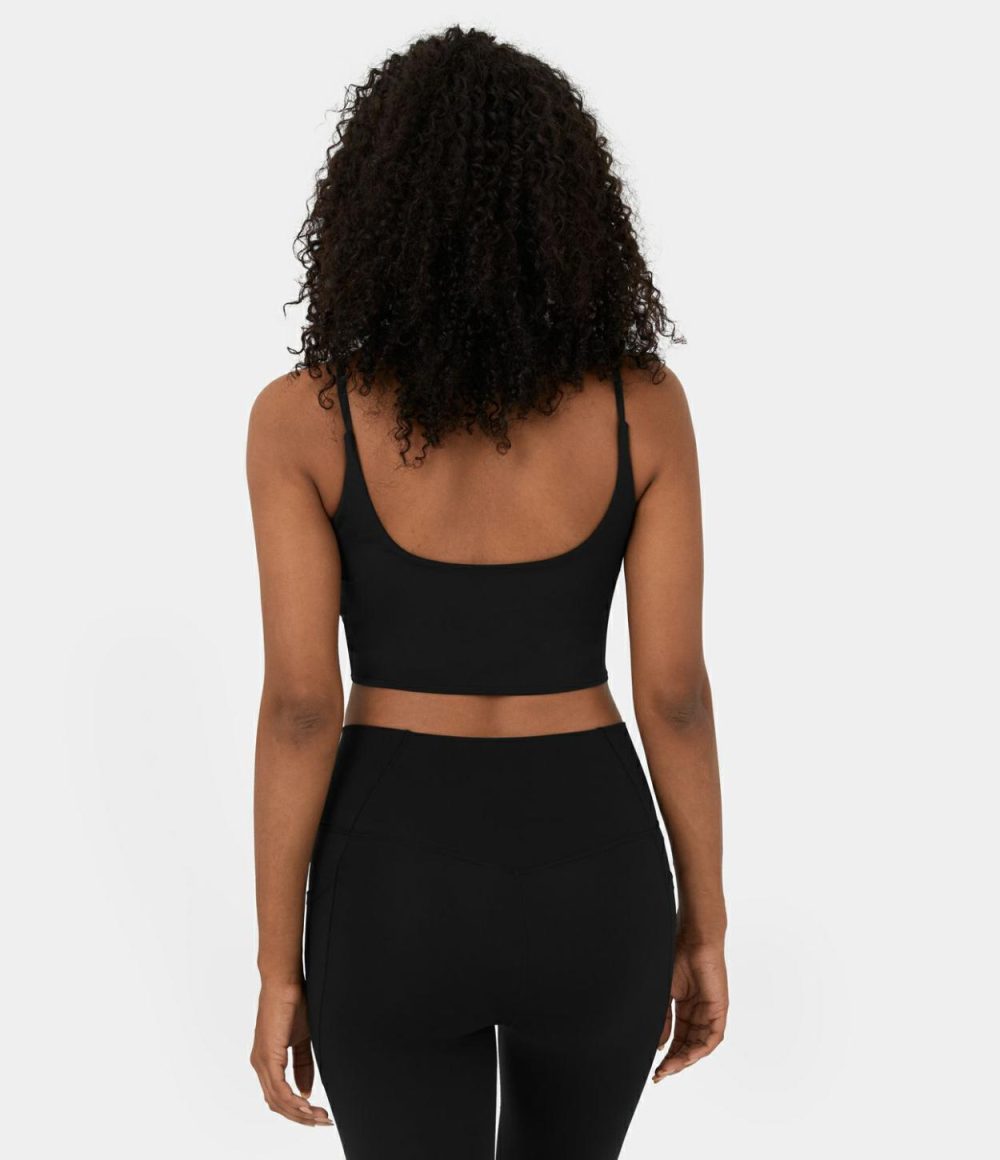 Softlyzero™ Airy Contrast Mesh Twisted Cropped 2-Piece Cool Touch Yoga Sports Top-UPF50+  | Womens  Sports Tops Clothing Black/Elderberry