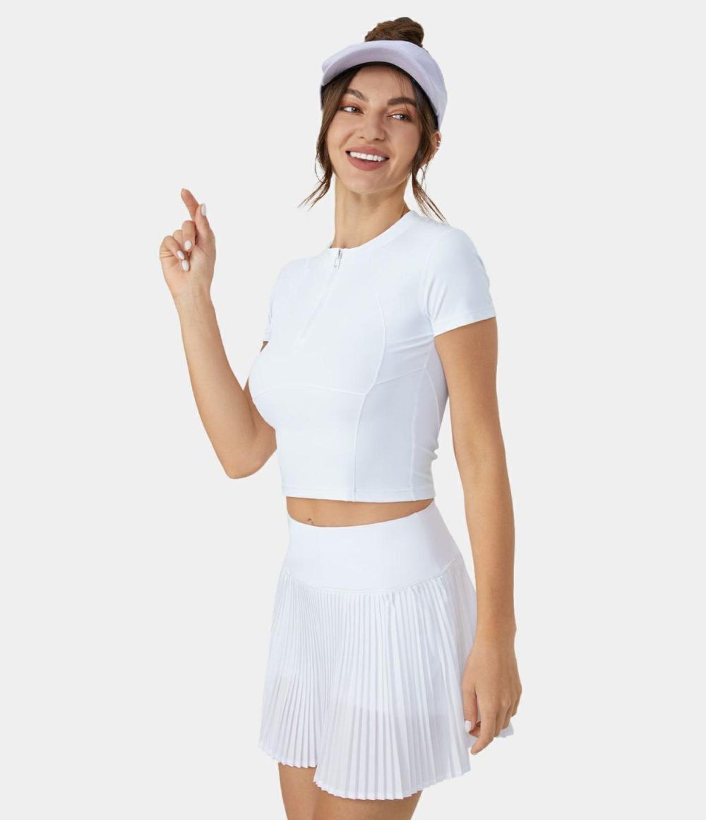 Softlyzero™ Airy Half Zip Short Sleeve Cool Touch Cropped Golf Sports Top-UPF50+  | Womens  Sports Tops Clothing Sports Tops