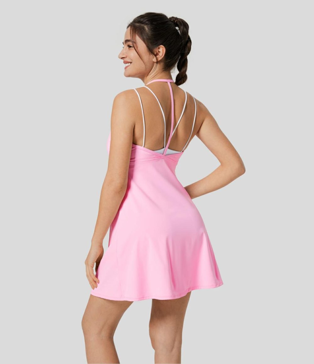 Softlyzero™ Airy Halter Backless 2-in-1 Pocket Mini Slip Cool Touch Active Dress-Easy Peezy Edition-UPF50+  | Womens  Active Dresses Active Dresses Active Dresses