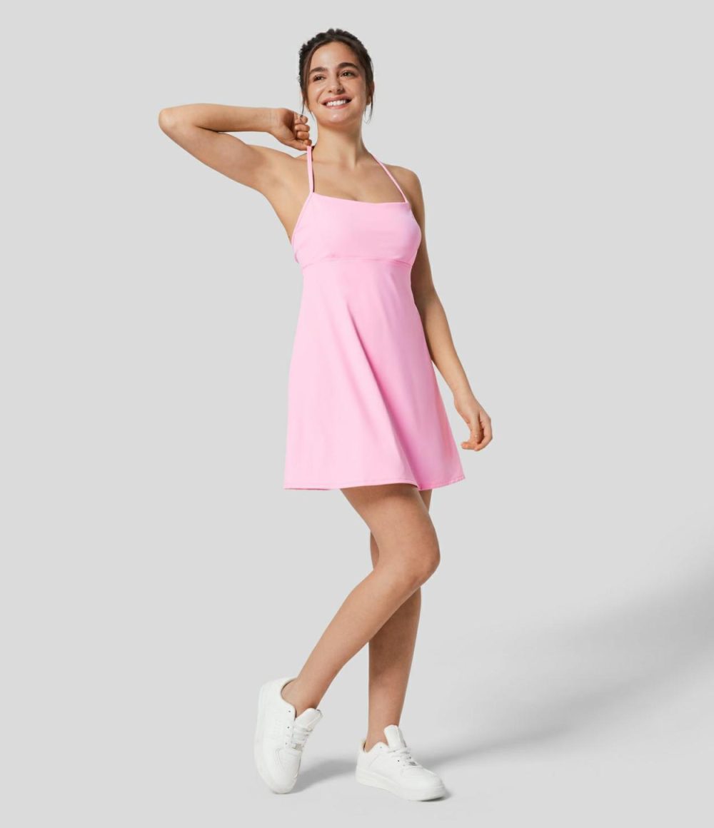 Softlyzero™ Airy Halter Backless 2-in-1 Pocket Mini Slip Cool Touch Active Dress-Easy Peezy Edition-UPF50+  | Womens  Active Dresses Active Dresses Active Dresses