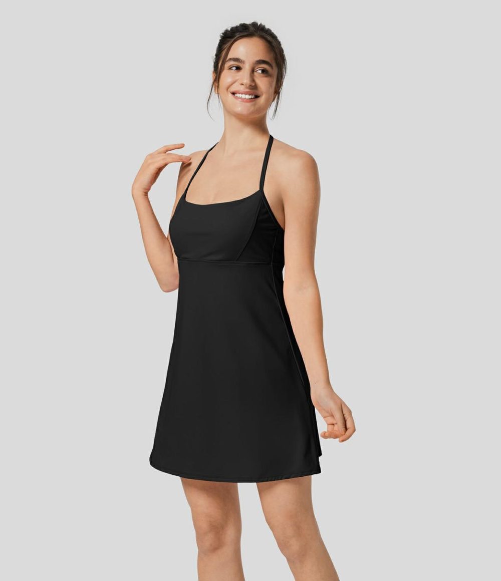 Softlyzero™ Airy Halter Backless 2-in-1 Pocket Mini Slip Cool Touch Active Dress-Easy Peezy Edition-UPF50+  | Womens  Active Dresses Active Dresses Active Dresses