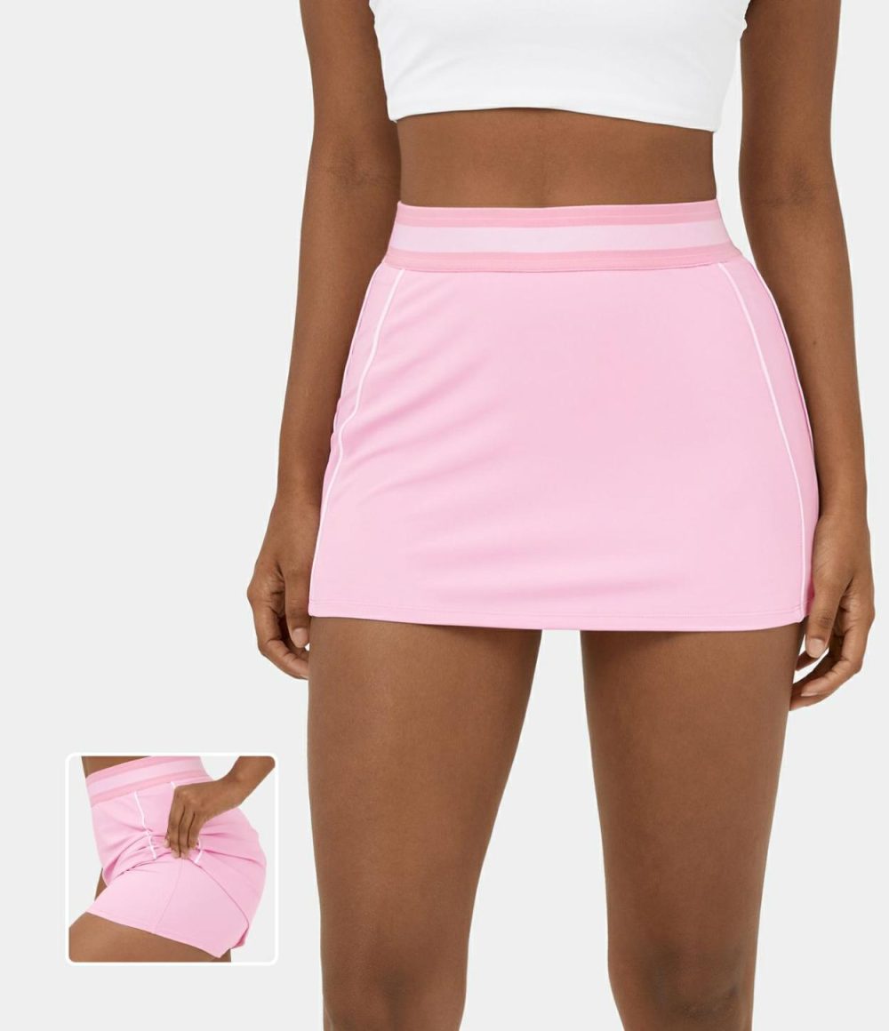 Softlyzero™ Airy High Waisted 2-in-1 Bodycon Color Block Micro Mini Cool Touch Tennis Skirt-UPF50+  | Womens  2-in-1 Skorts 2-in-1 Skorts 2-in-1 Skorts