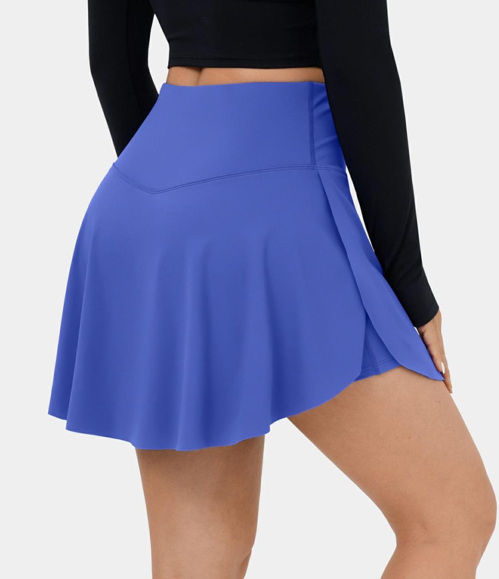 Softlyzero™ Airy High Waisted 2-in-1 Side Pocket Cool Touch Tennis Skirt-UPF50+  | Womens  Mini Skirts Clothing Mini Skirts