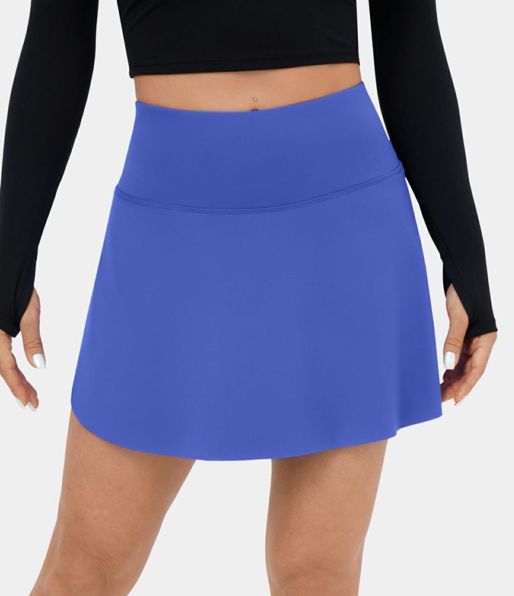 Softlyzero™ Airy High Waisted 2-in-1 Side Pocket Cool Touch Tennis Skirt-UPF50+  | Womens  Mini Skirts Clothing Mini Skirts