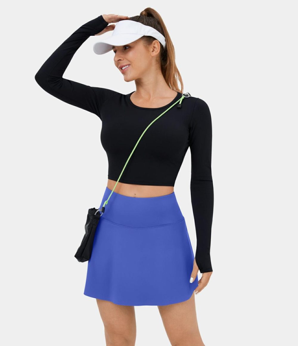 Softlyzero™ Airy High Waisted 2-in-1 Side Pocket Cool Touch Tennis Skirt-UPF50+  | Womens  Mini Skirts Clothing Mini Skirts