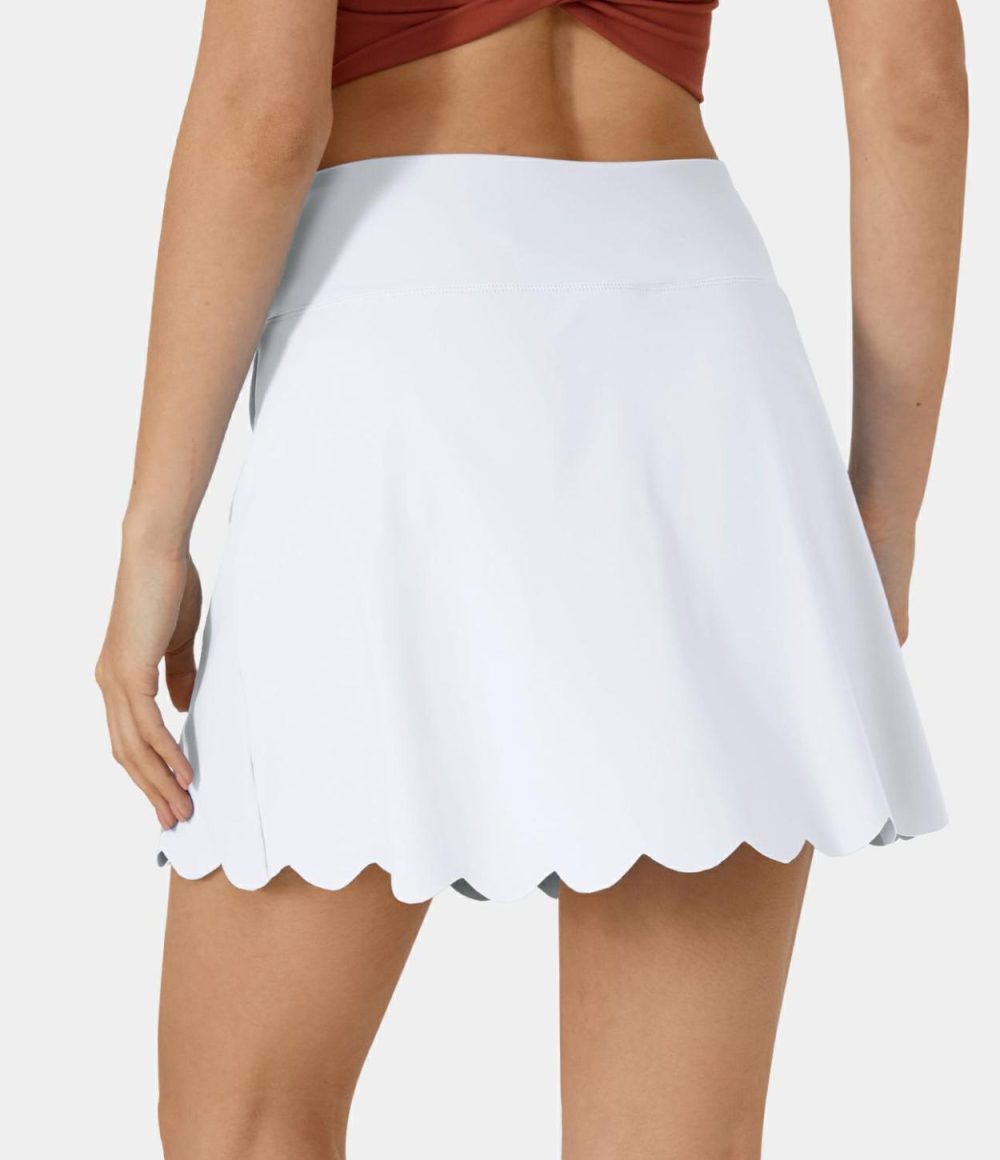 Softlyzero™ Airy High Waisted 2-in-1 Side Pocket Scallop Hem Cool Touch Tennis Skirt-UPF50+  | Womens  2-in-1 Skorts 2-in-1 Skorts 2-in-1 Skorts