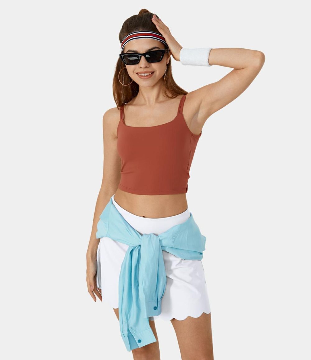 Softlyzero™ Airy High Waisted 2-in-1 Side Pocket Scallop Hem Cool Touch Tennis Skirt-UPF50+  | Womens  2-in-1 Skorts 2-in-1 Skorts 2-in-1 Skorts