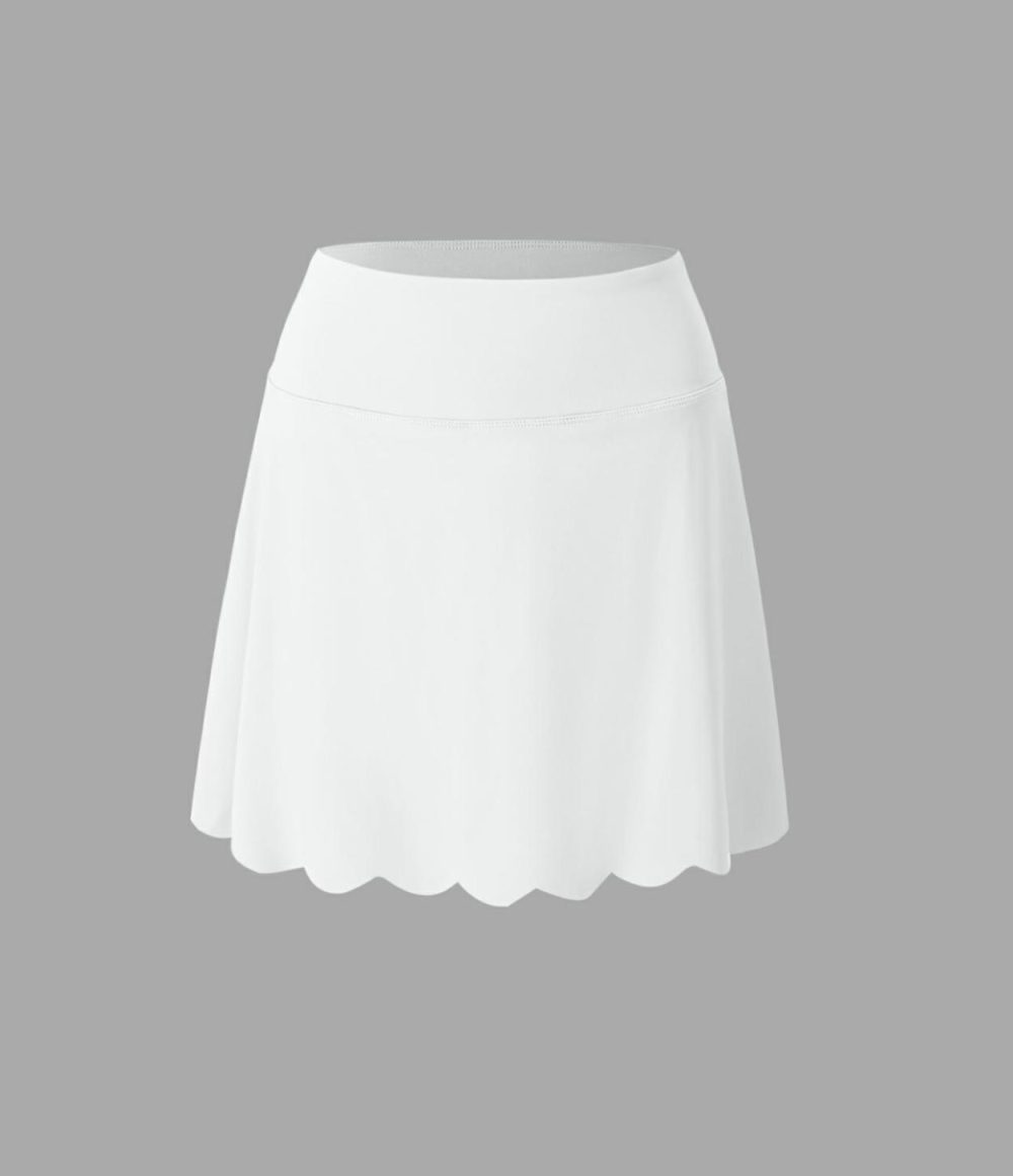 Softlyzero™ Airy High Waisted 2-in-1 Side Pocket Scallop Hem Cool Touch Tennis Skirt-UPF50+  | Womens  2-in-1 Skorts 2-in-1 Skorts 2-in-1 Skorts