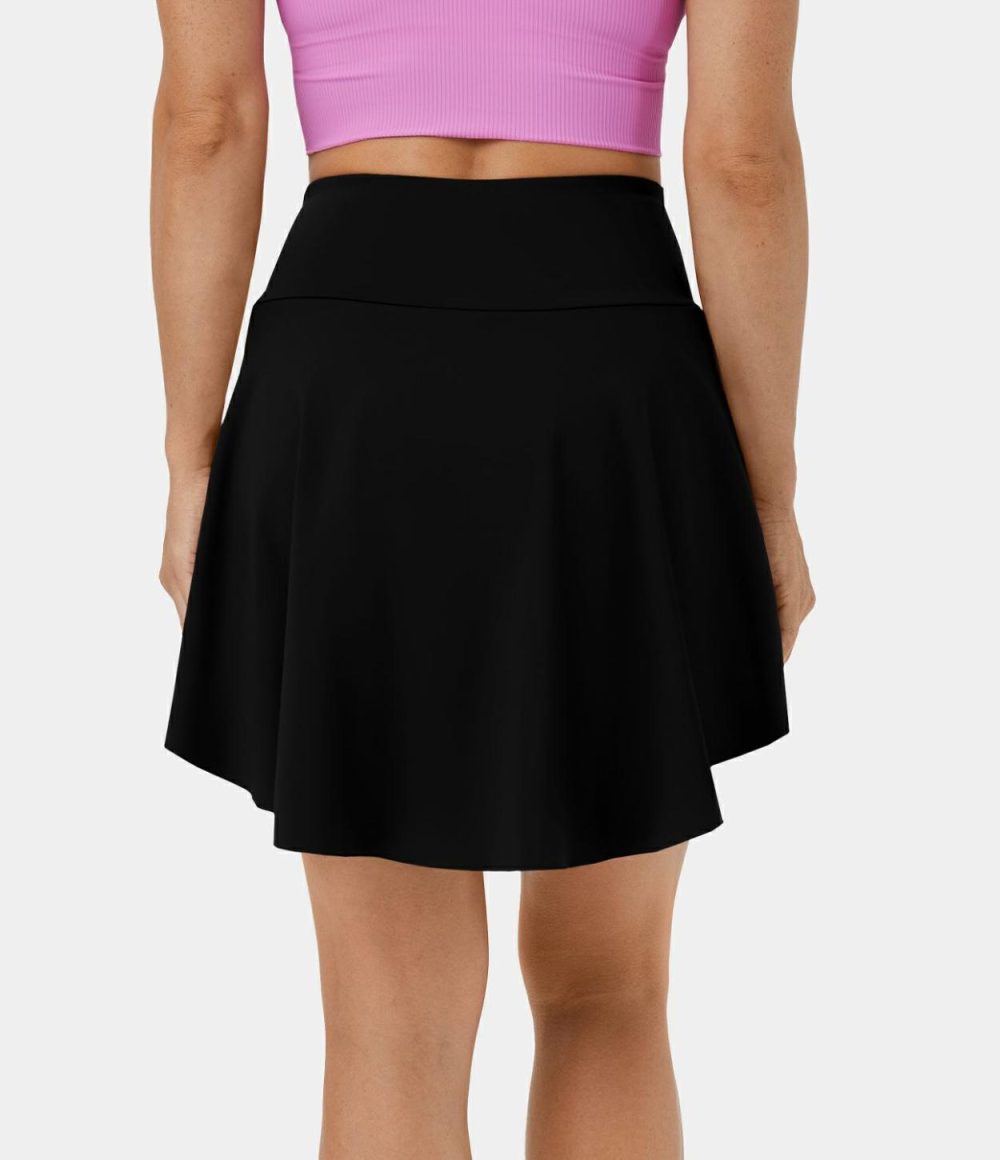 Softlyzero™ Airy High Waisted Crossover 2-in-1 Side Pocket High Low Cool Touch Dance Skirt-UPF50+  | Womens  2-in-1 Skorts 2-in-1 Skorts 2-in-1 Skorts