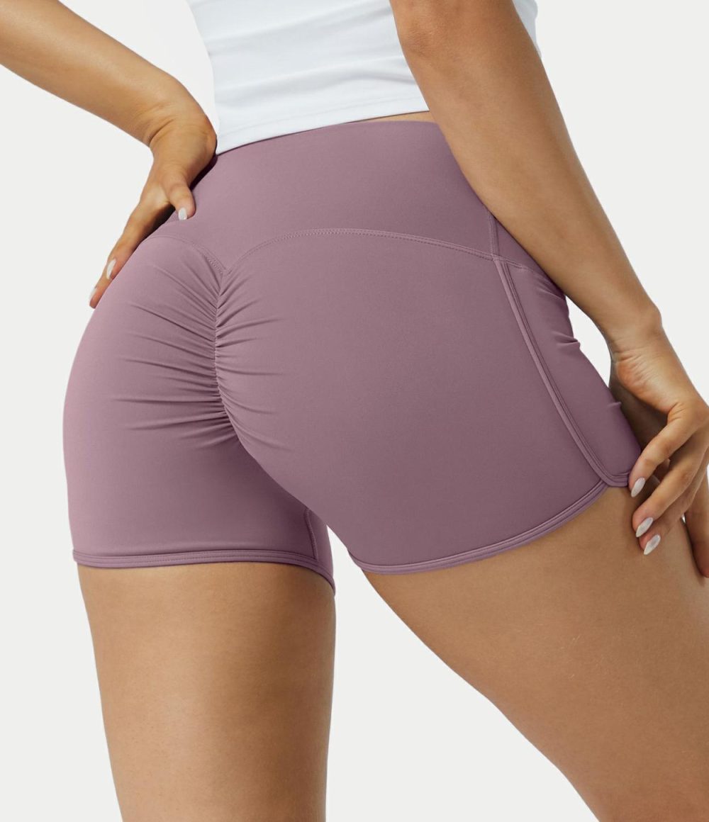 Softlyzero™ Airy High Waisted Crossover Butt Lifting Cool Touch Shorts 2.5”-UPF50+  | Womens  Crossover Shorts Clothing Crossover Shorts