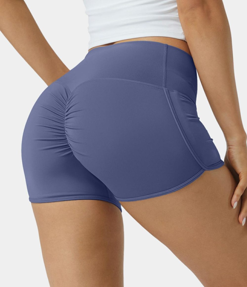 Softlyzero™ Airy High Waisted Crossover Butt Lifting Cool Touch Shorts 2.5”-UPF50+  | Womens  Crossover Shorts Clothing Crossover Shorts