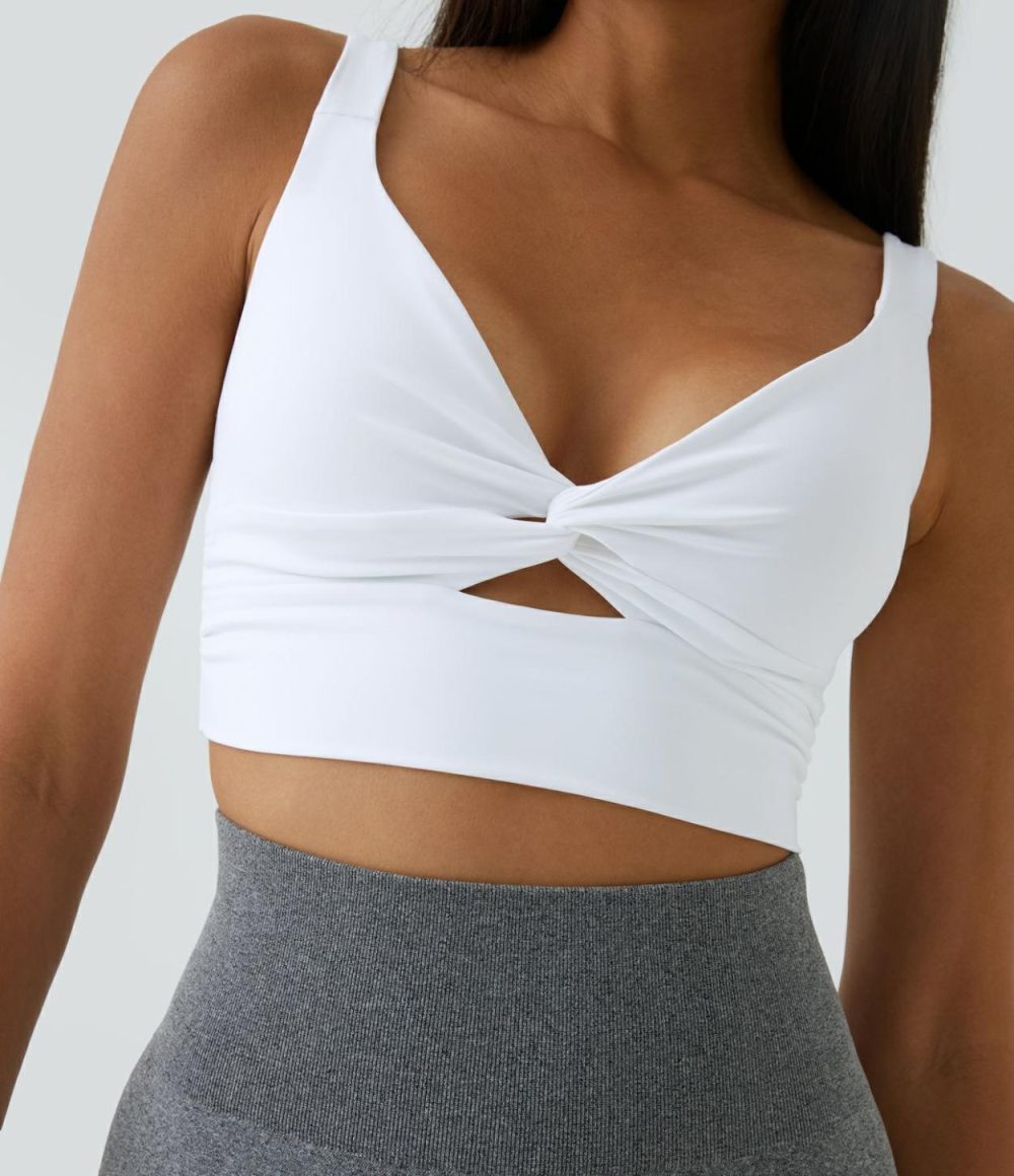 Softlyzero™ Airy Low Support Twisted Cut Out Backless Cool Touch Barre Ballet Dance Sports Bra-UPF50+  | Womens  Sports Bras Clothing Sports Bras