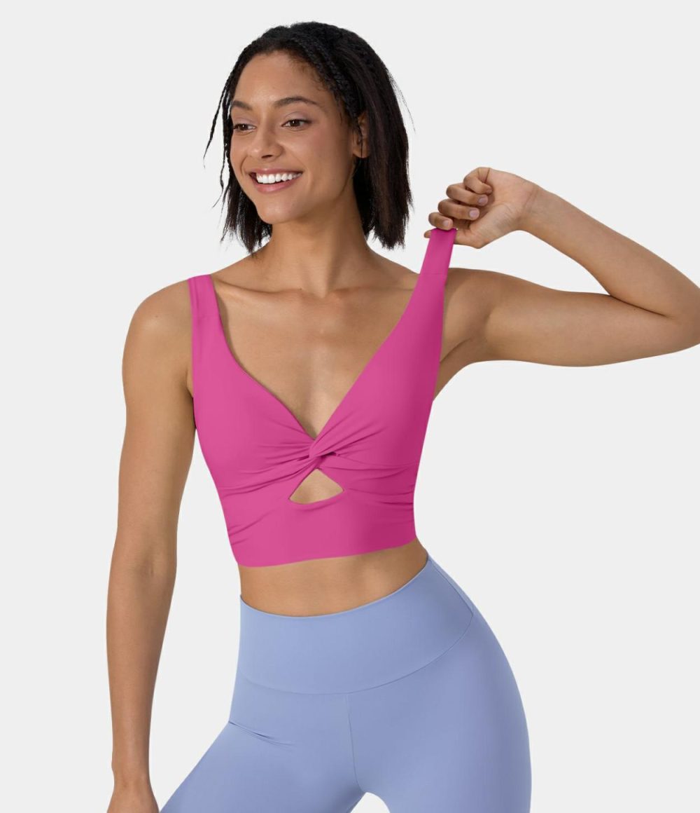 Softlyzero™ Airy Low Support Twisted Cut Out Backless Cool Touch Barre Ballet Dance Sports Bra-UPF50+  | Womens  Sports Bras Clothing Sports Bras